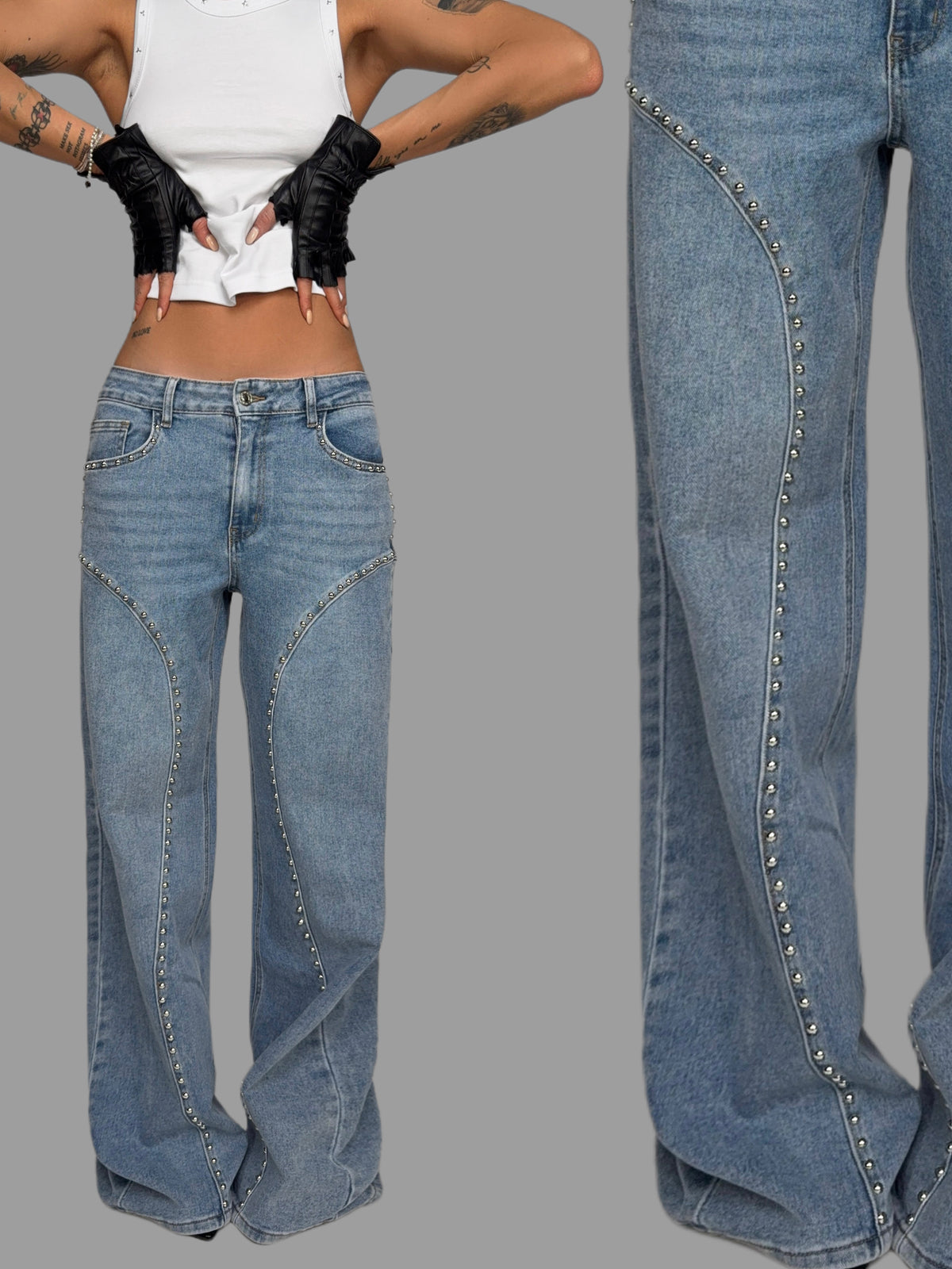 Studded Denim Jeans