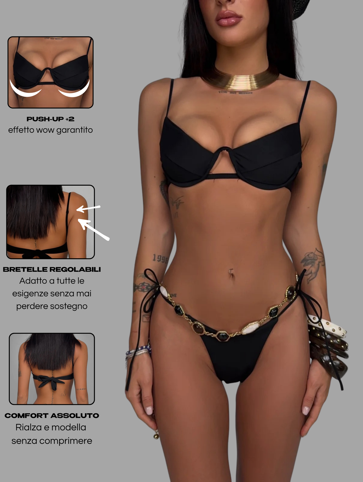 Bikini Balconcino Push-Up-Black-Brasiliana
