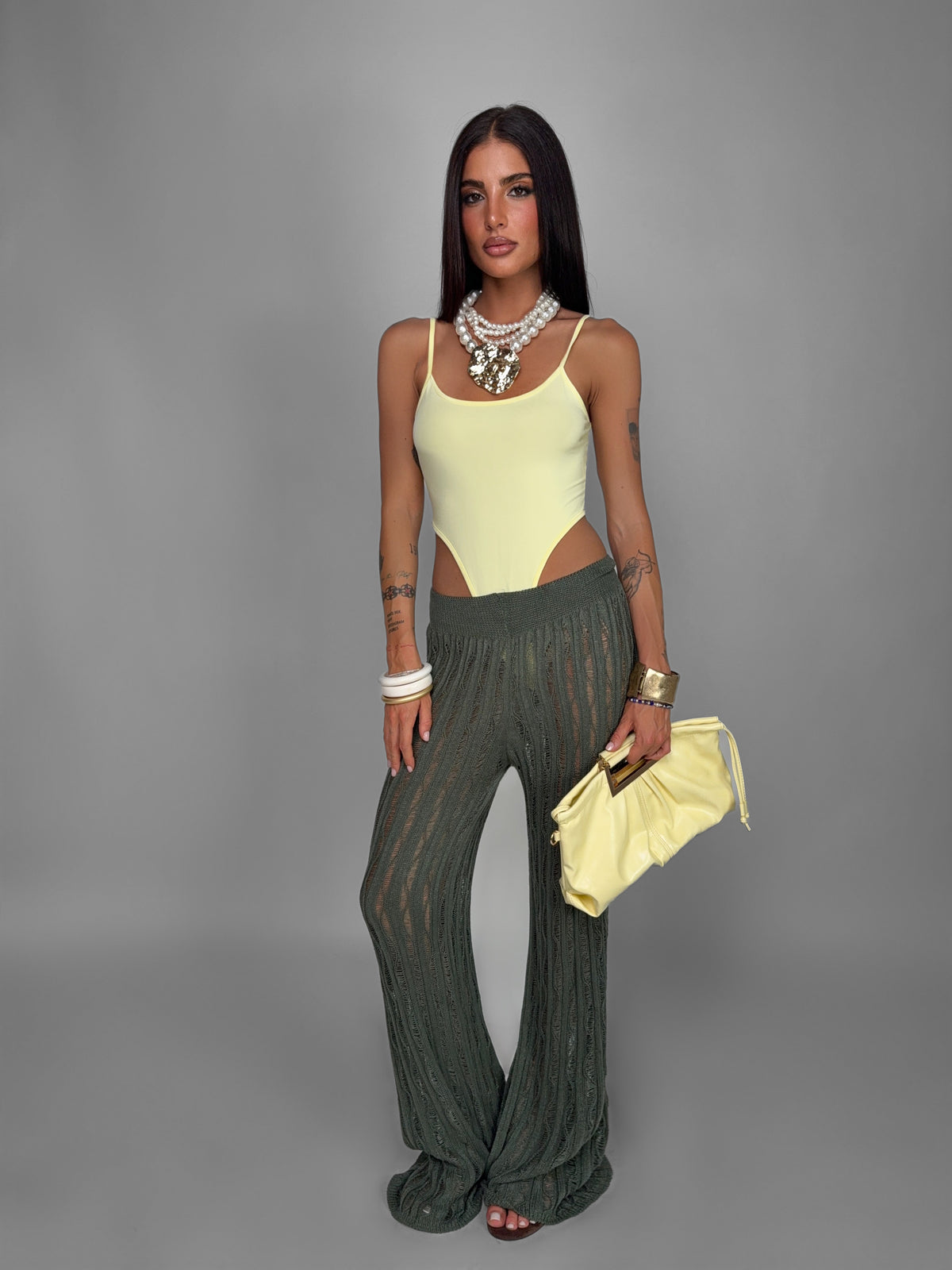 Total Look Sheer Ribbed Green