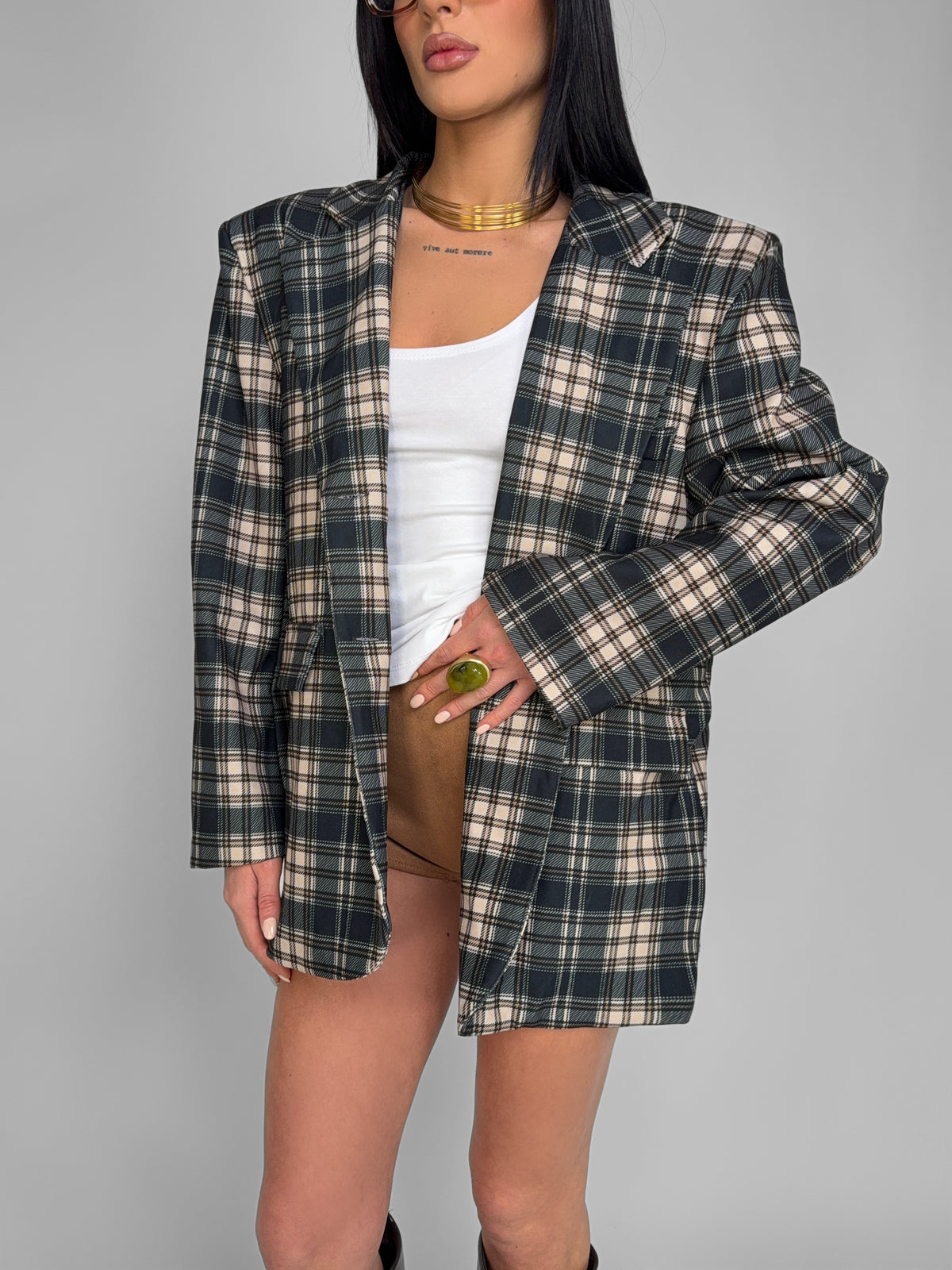 Jacket Tartan Grid-Blue