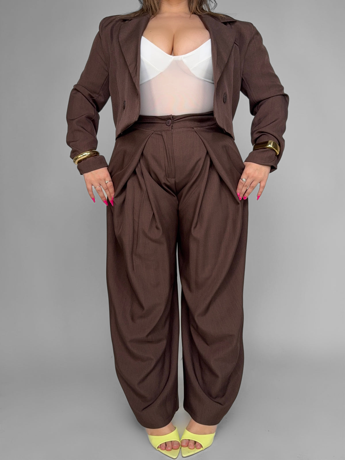 CURVY FIT - Pantalone Form Brown