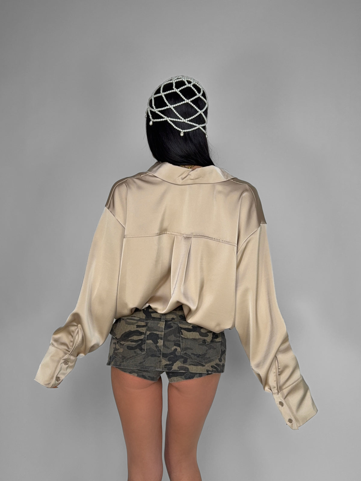 Camicia Shiny Satin-Beige