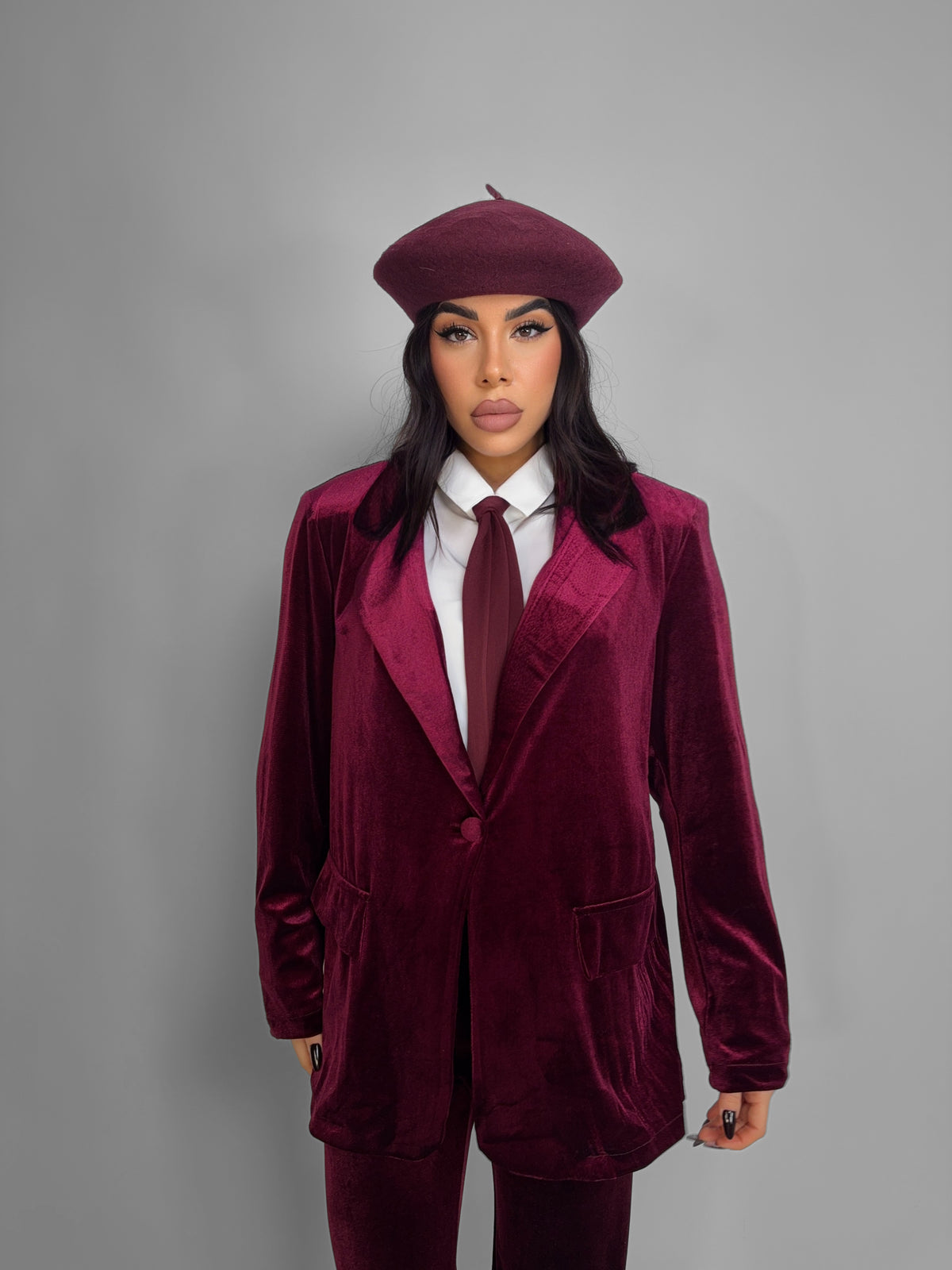 Giacca Velvet Panther-Cherry red