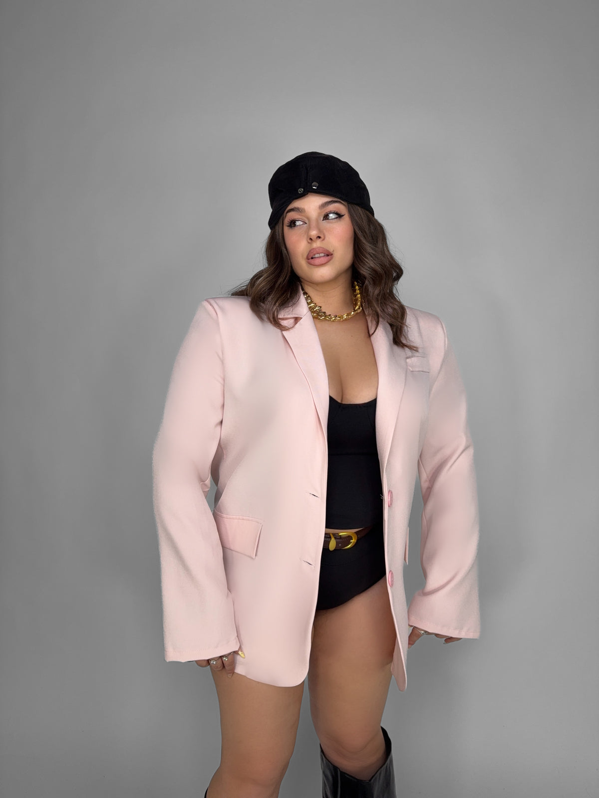 CURVY FIT - Longline Blazer - Pink