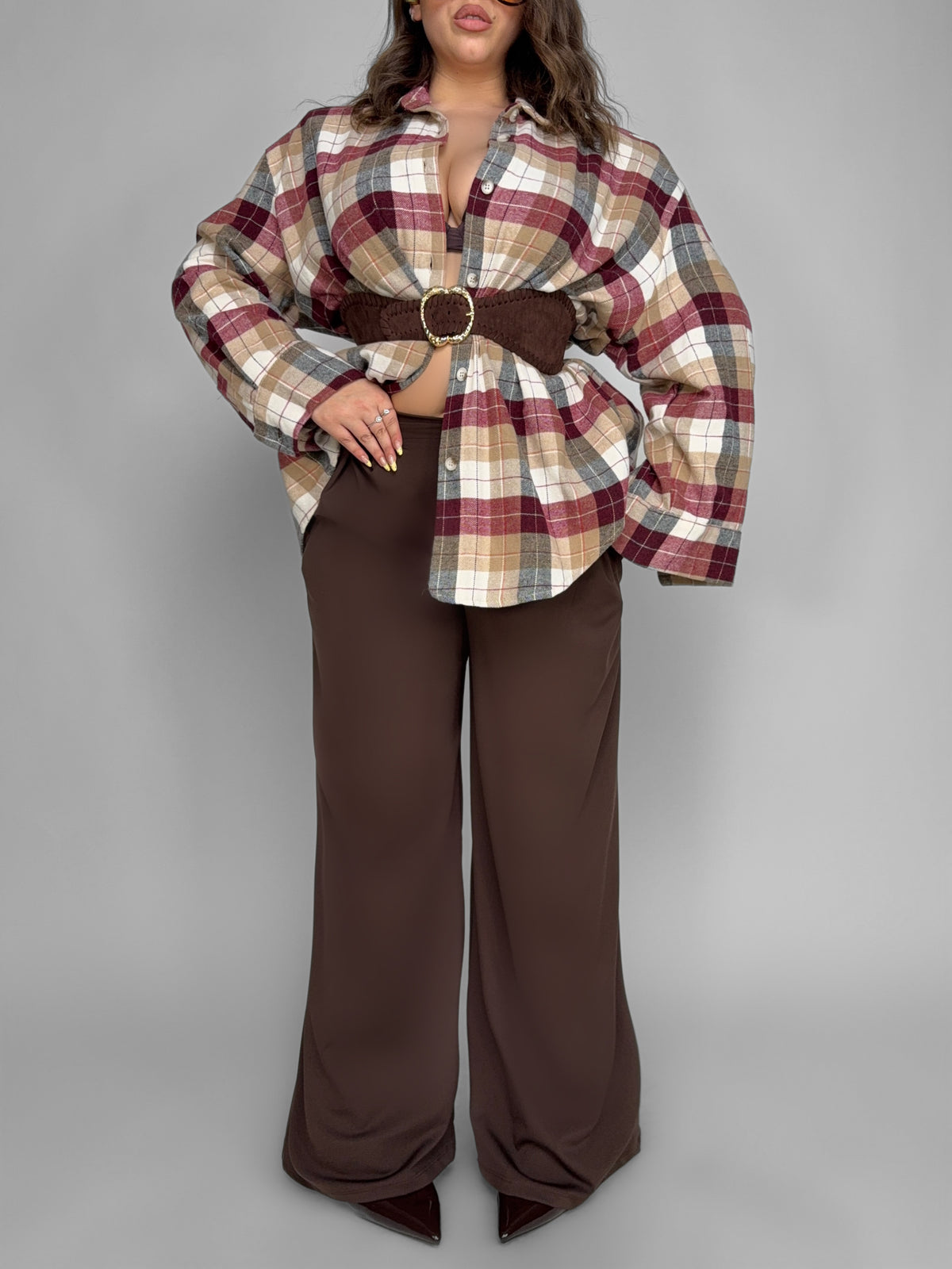 CURVY FIT - Pantalone Soft Touch-Brown