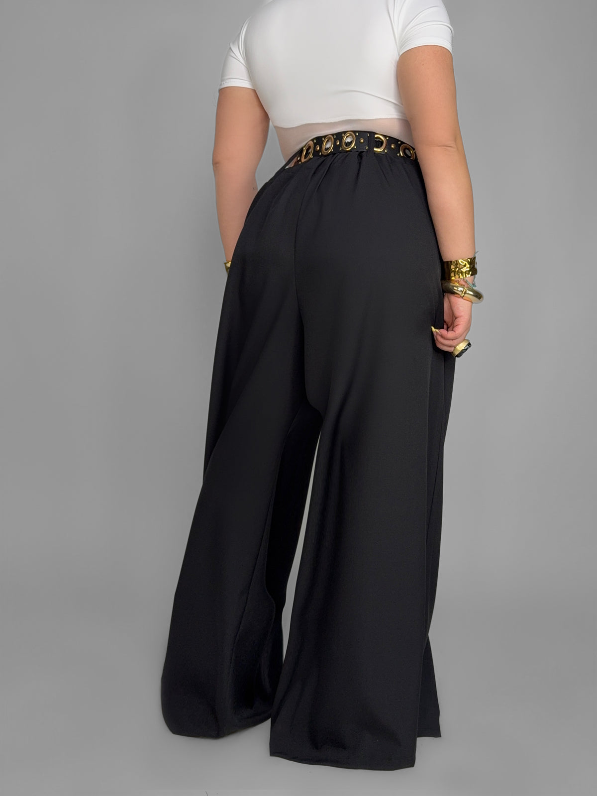 CURVY FIT - Pantalone Draped Elegance