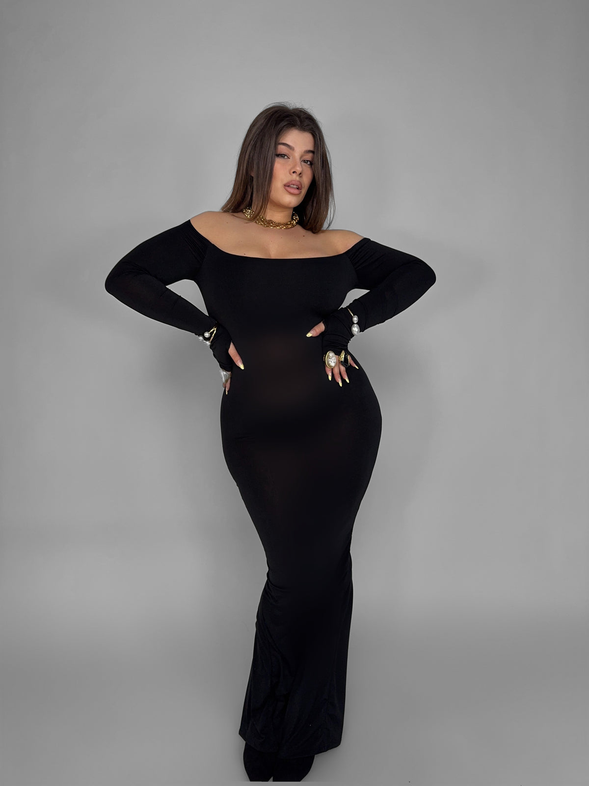 CURVY FIT - Abito Luxe Off-Black