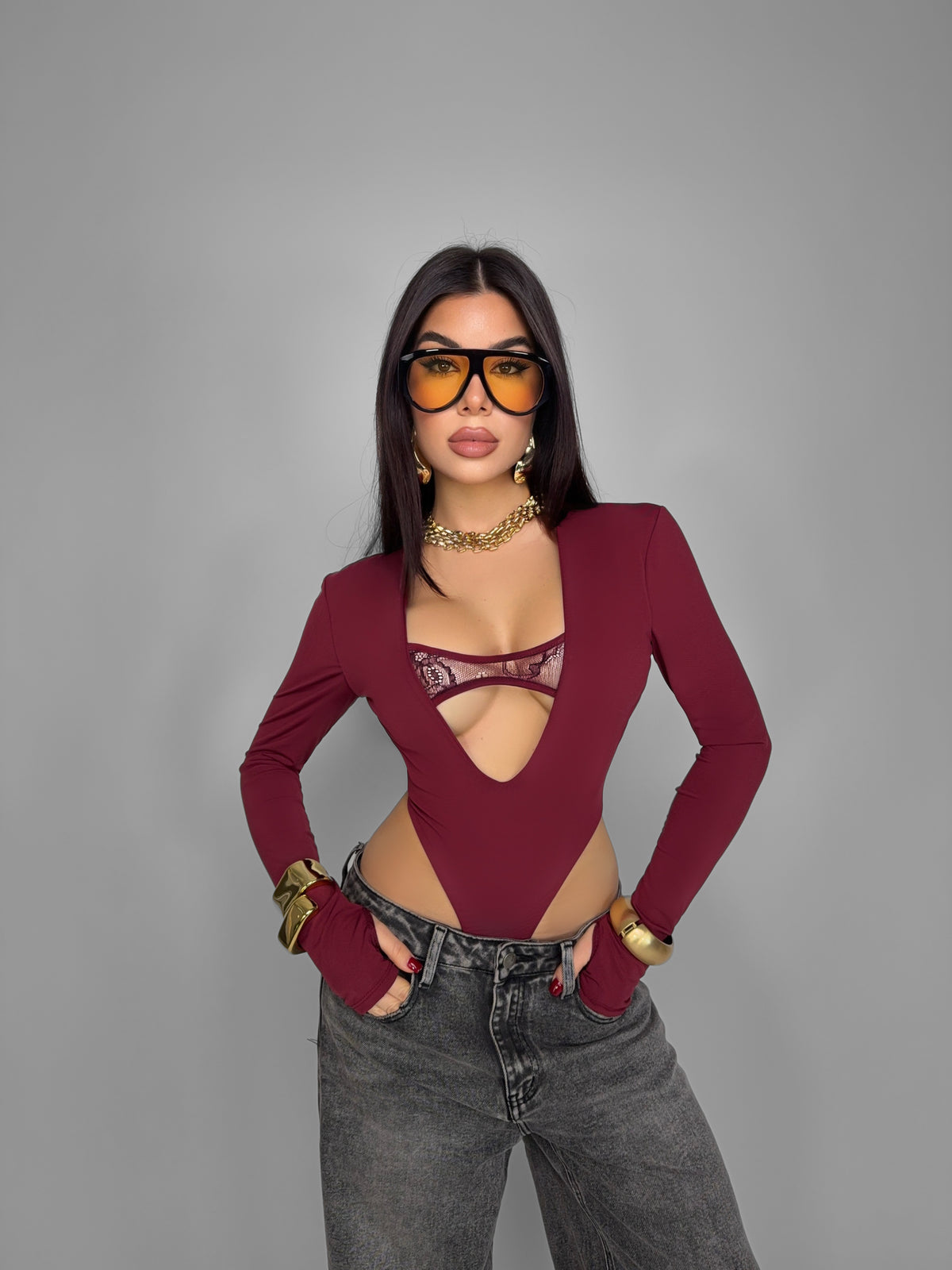 Body Sexy Lace-Cherry Red