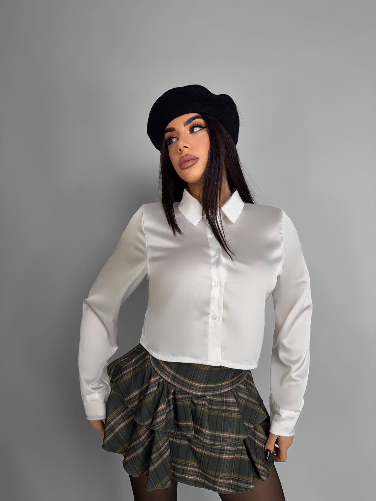 Sleek Glossy Shirt - White