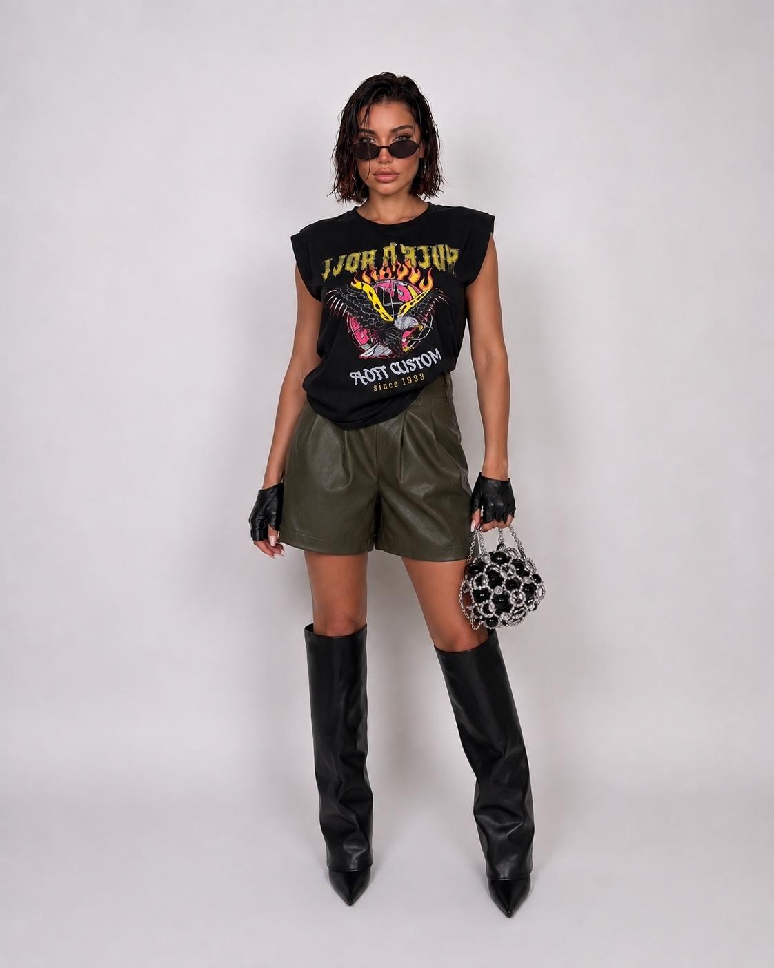 Shorts Leather Icon-Green