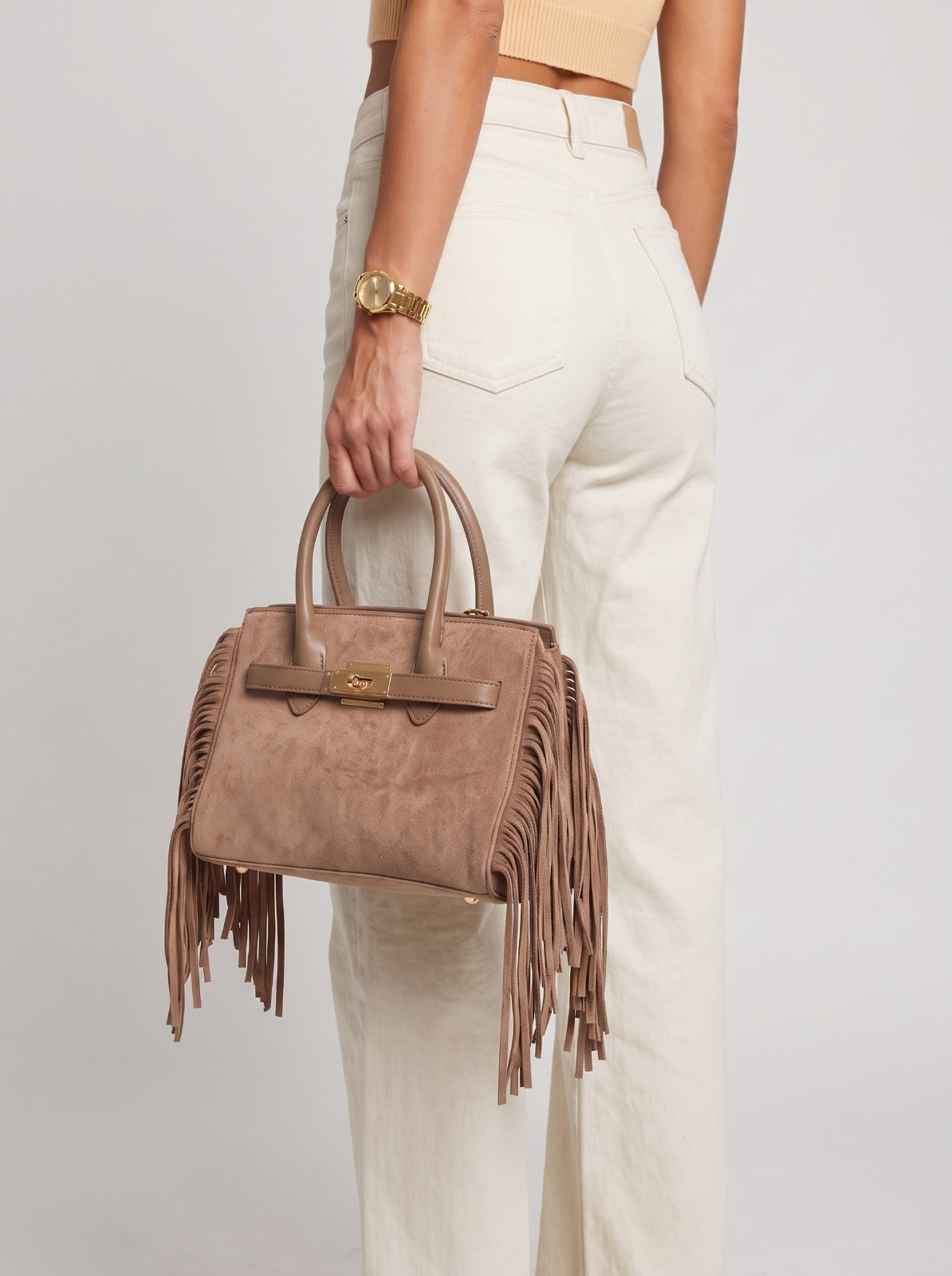 Borsa Dakota Fringe-Tortora