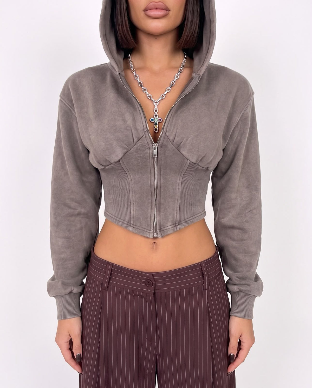 Felpa Zip Crop