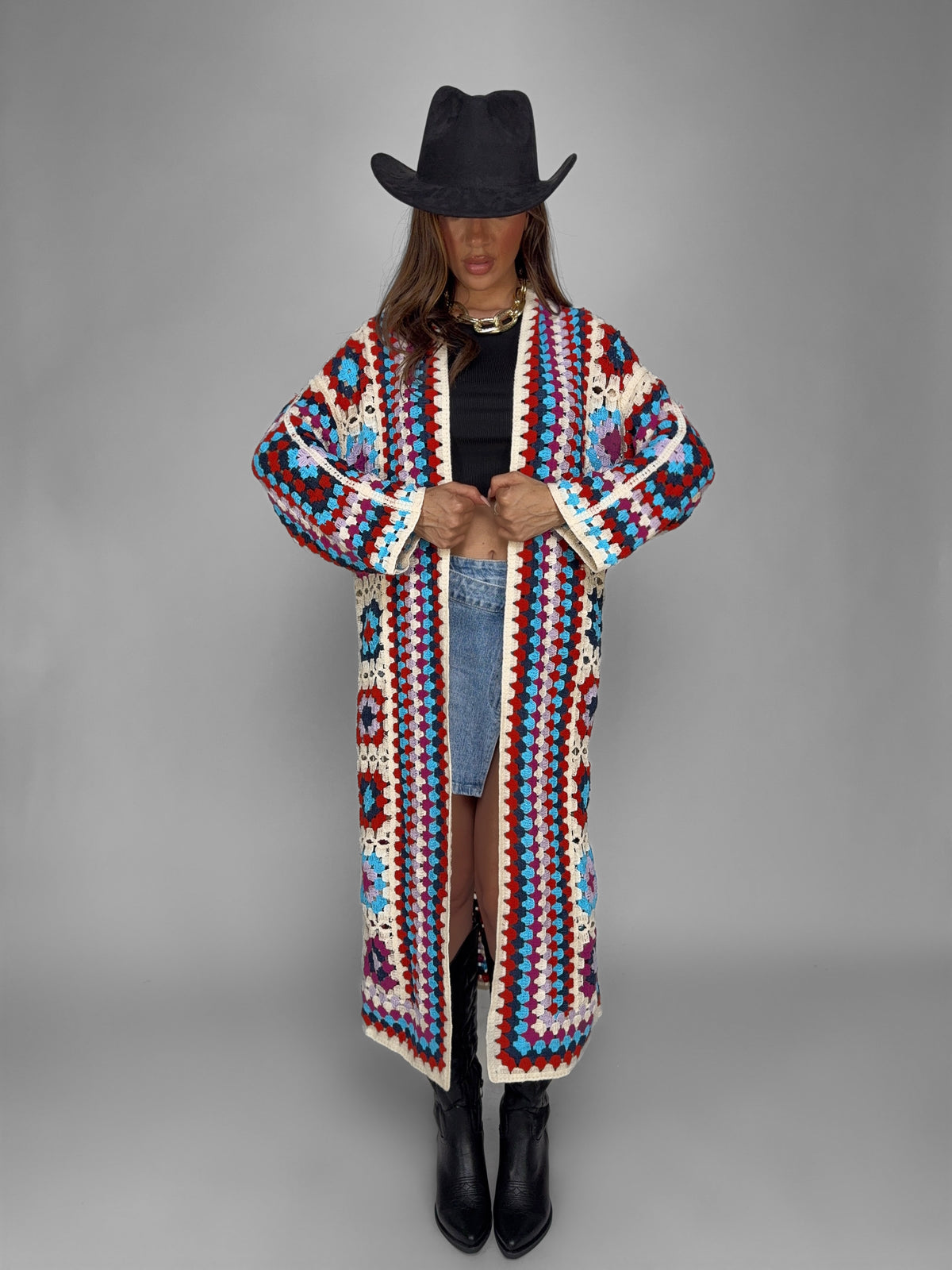 Maxi Tribal Crochet Cardigan