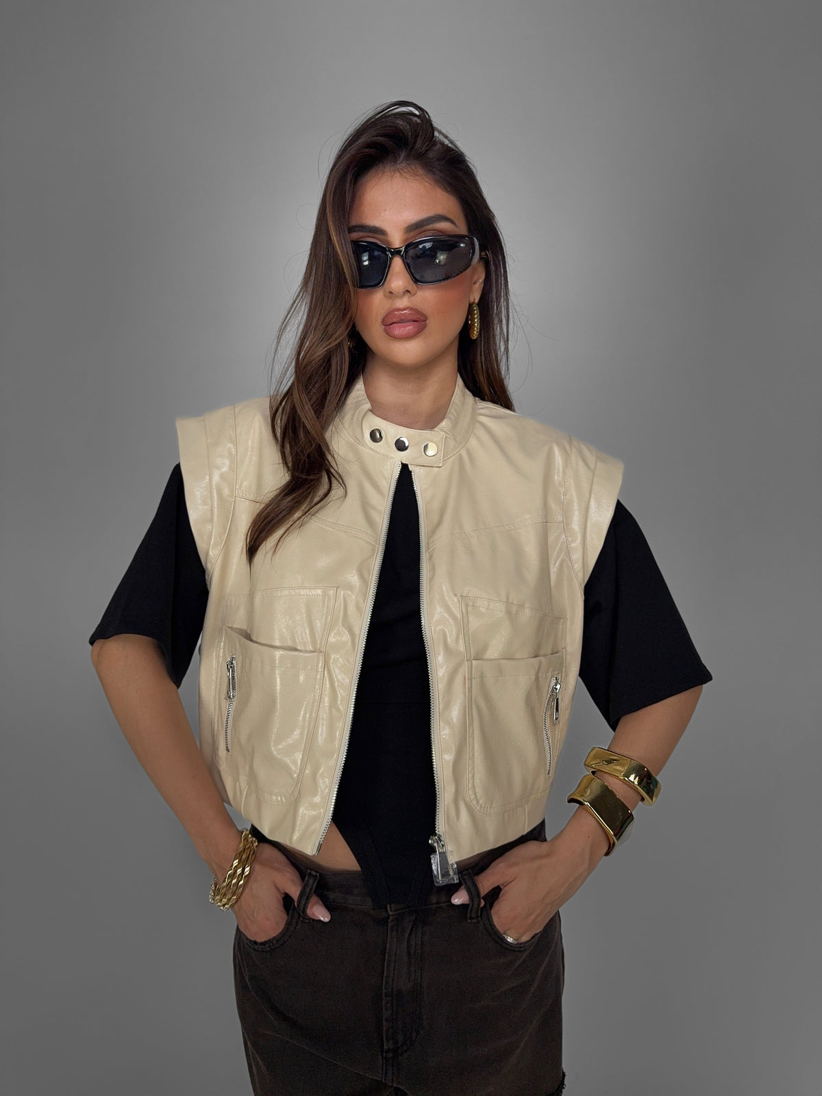 Gilet Shiny-Beige