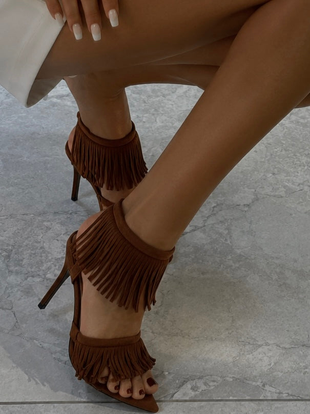 Sandalo Boho Fringe-Brown