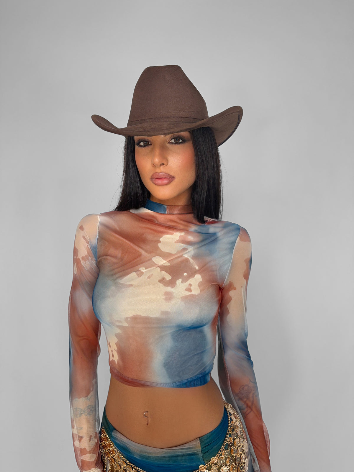 Top Melange Drape-Beige
