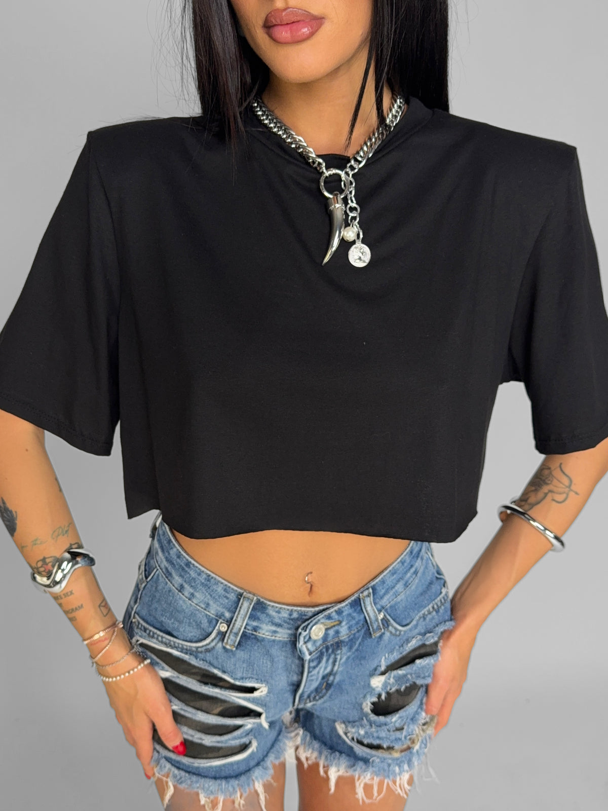 Top Bold Shoulder-Black