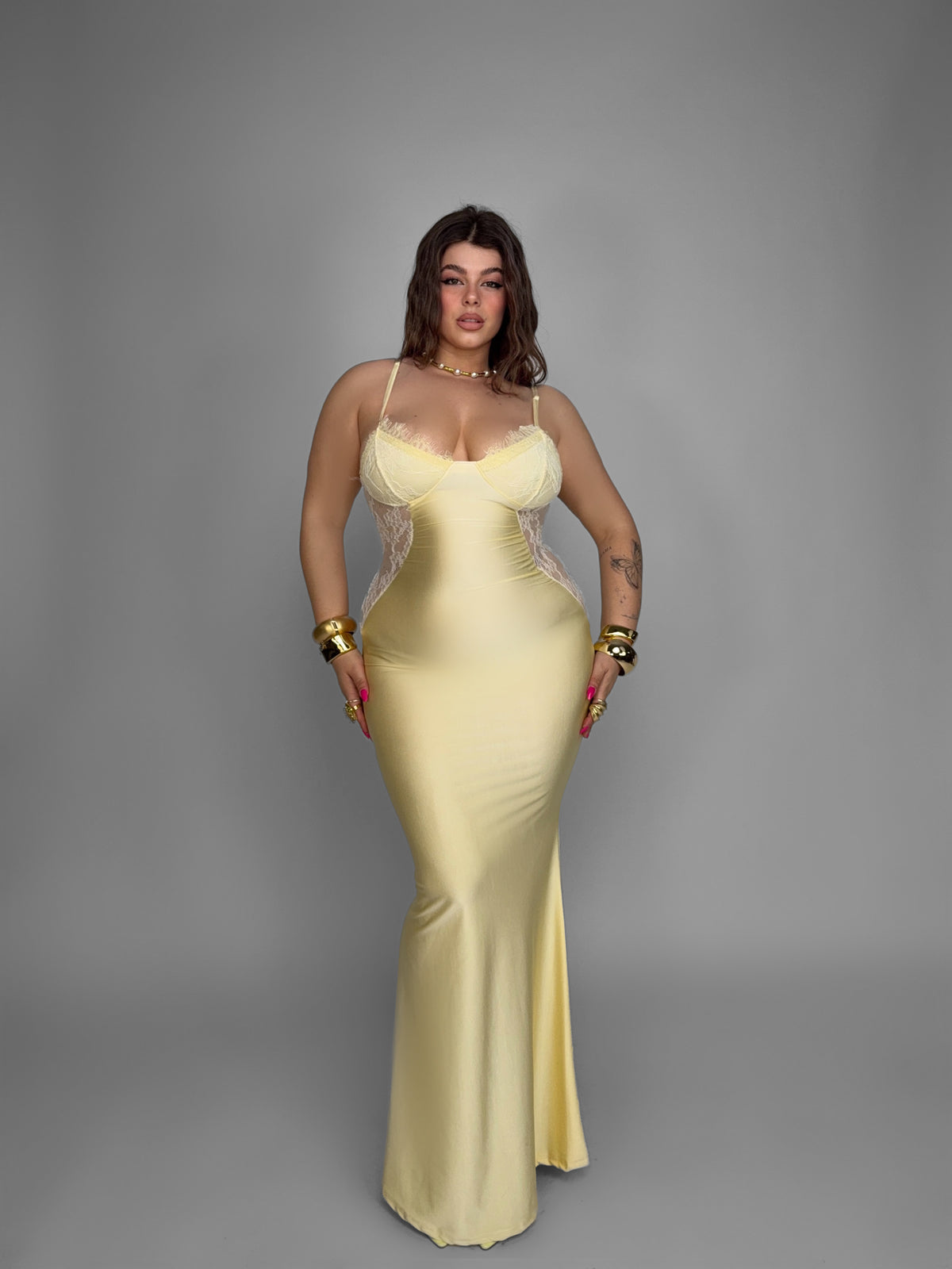 CURVY FIT- Abito Aura Side-Yellow