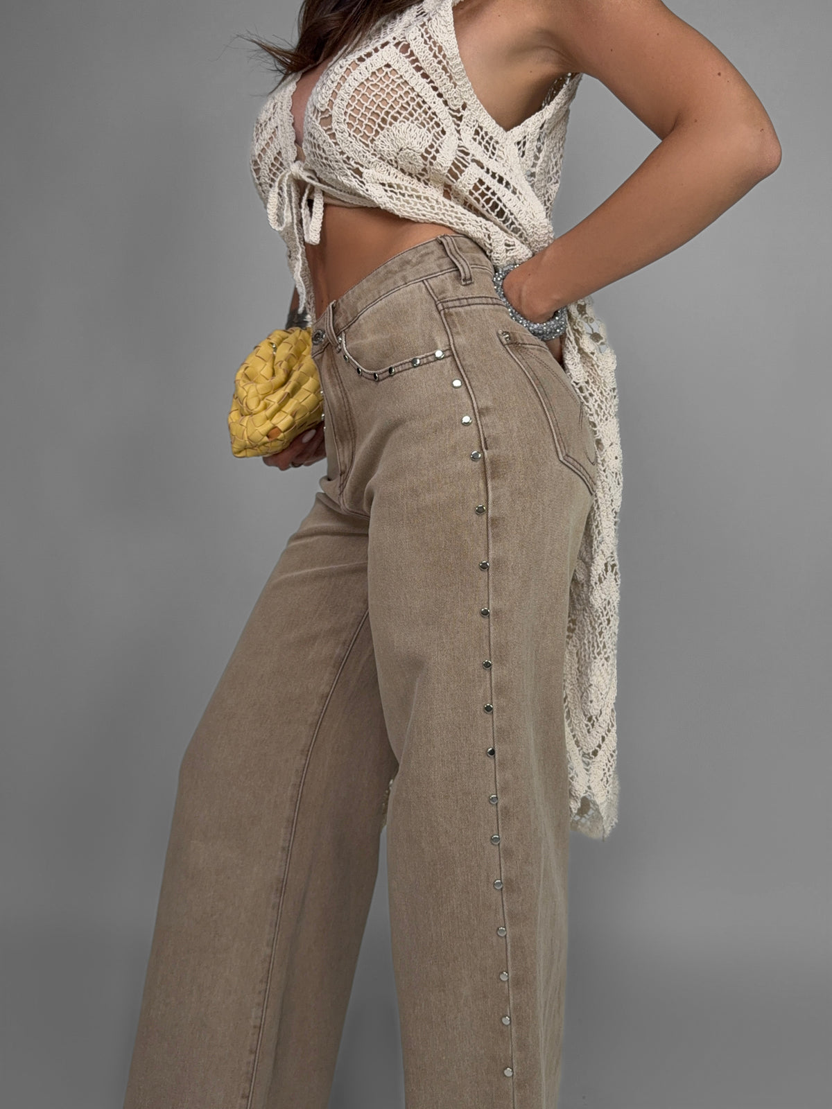 Jeans Beige Stud