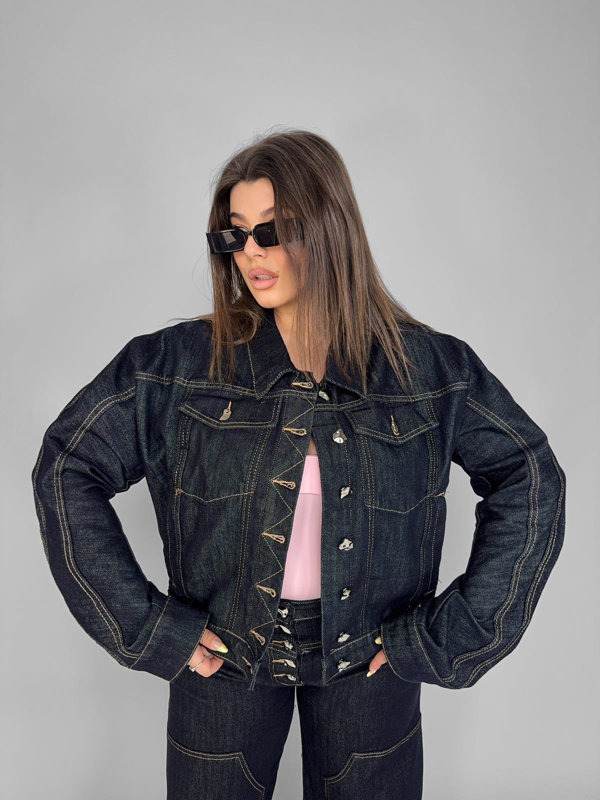 CURVY FIT - Giacca Crop Icon Button
