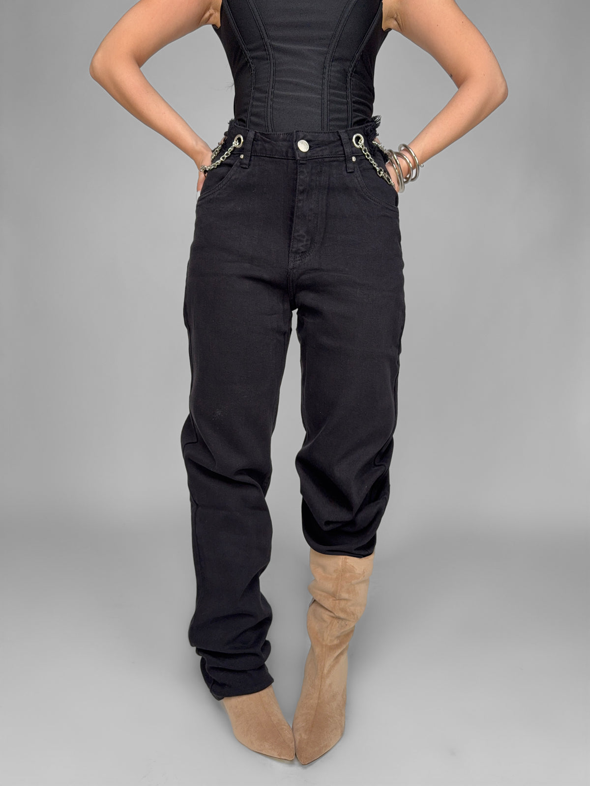 Black Chain Jeans