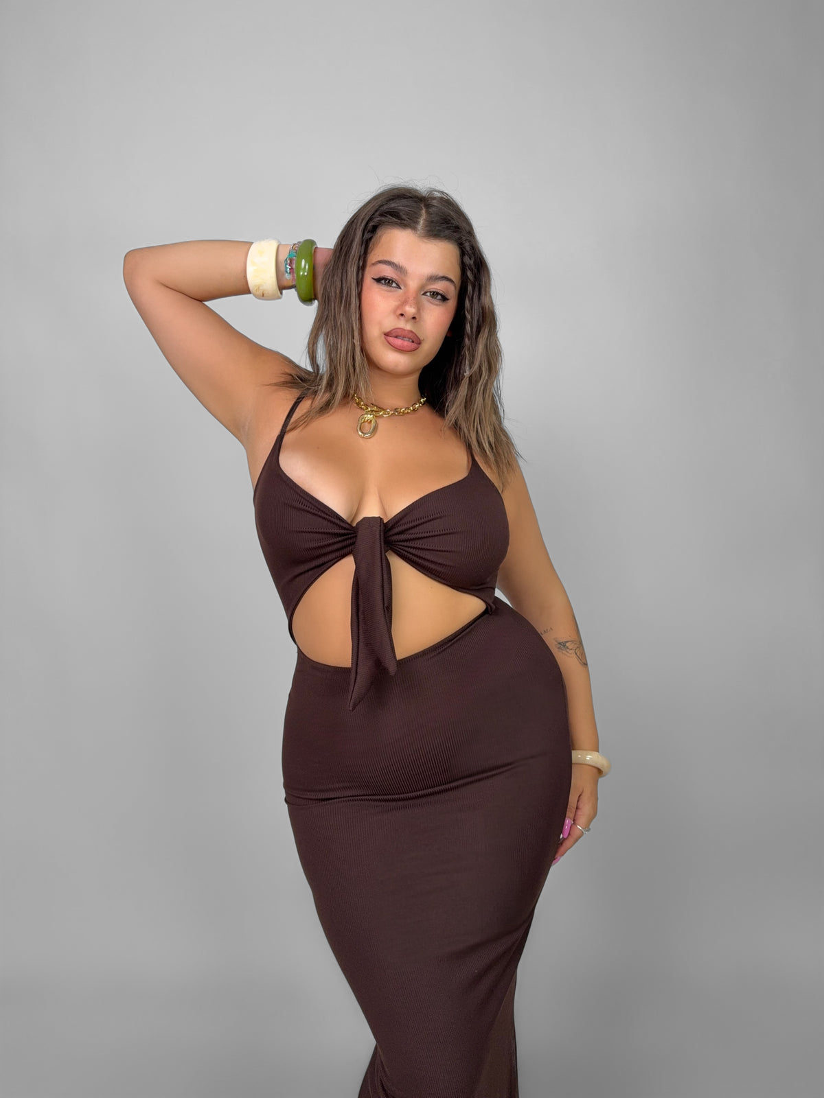 CURVY FIT - Explosion Dress - Brown