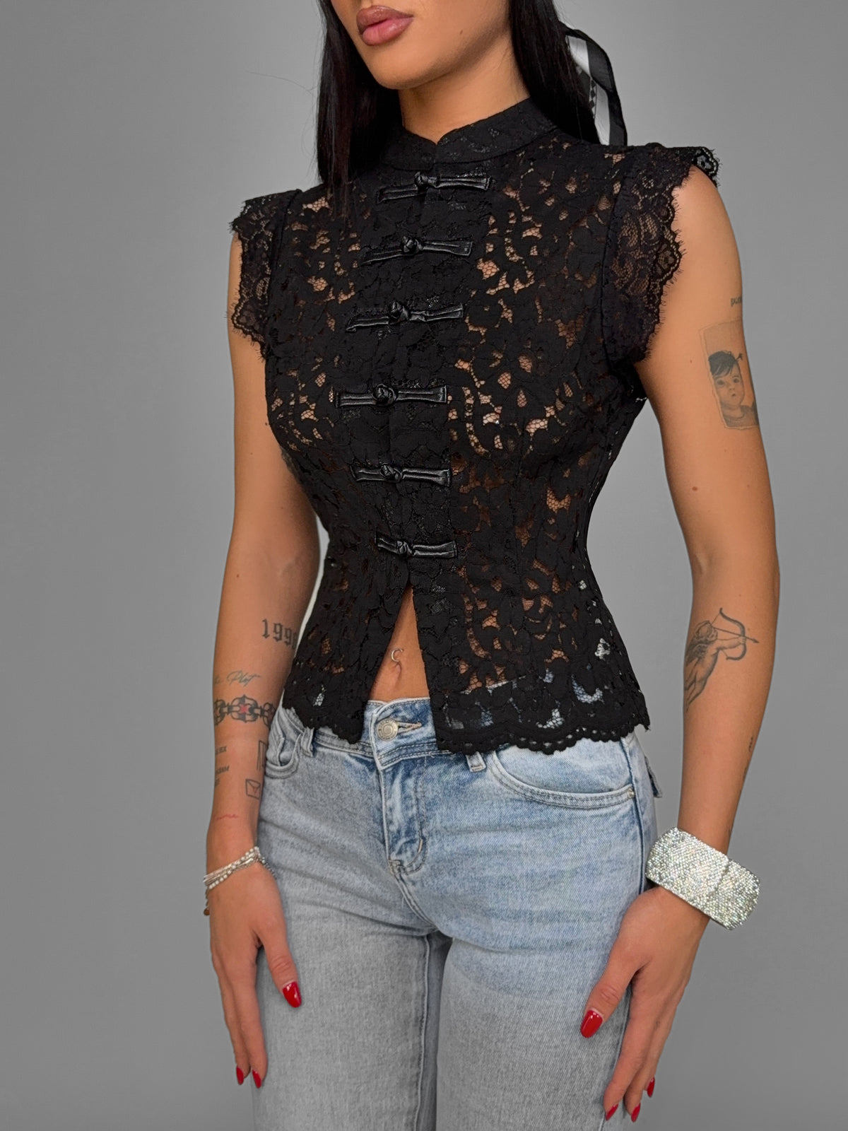 Top Oriental Lace-Black