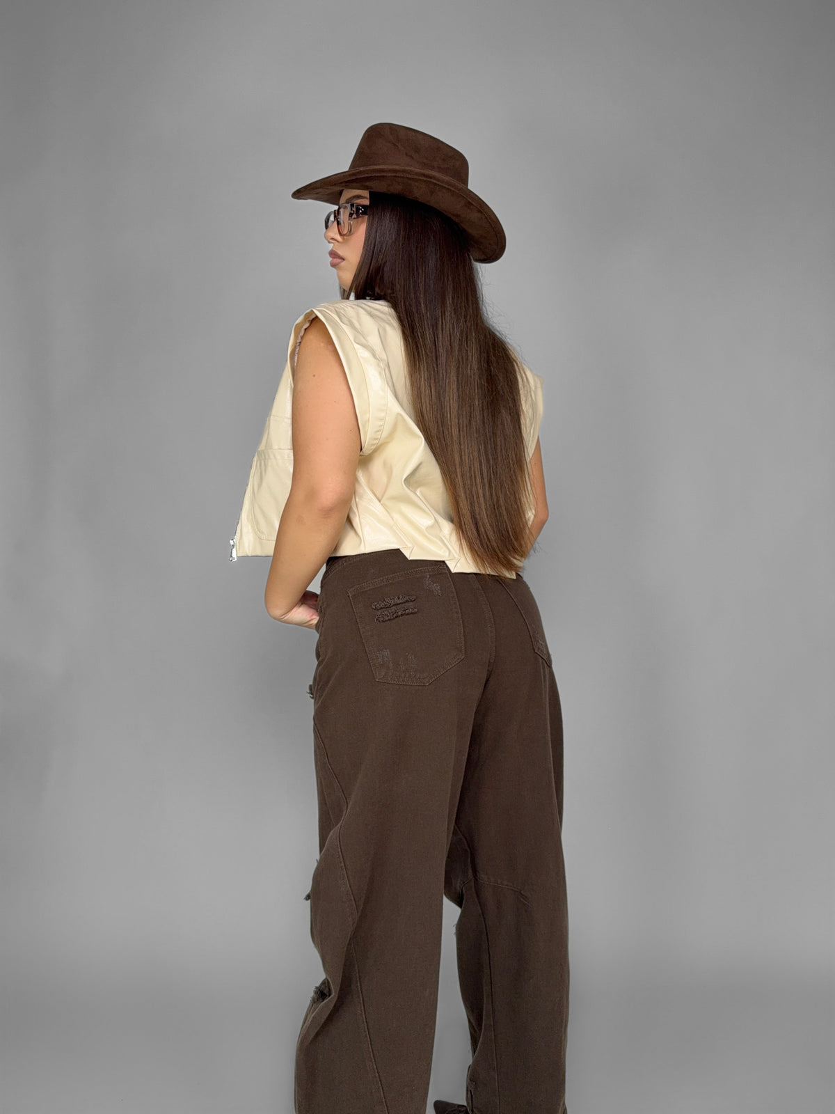 CURVY FIT - Gilet Shiny-Beige