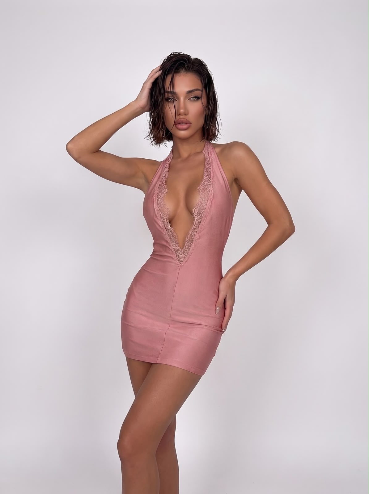 Abito Glam Satin-Pink