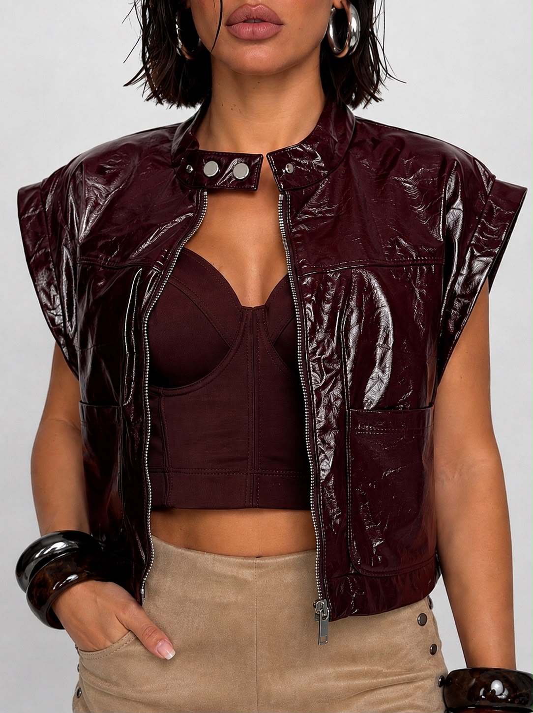 Gilet Shiny-Brown