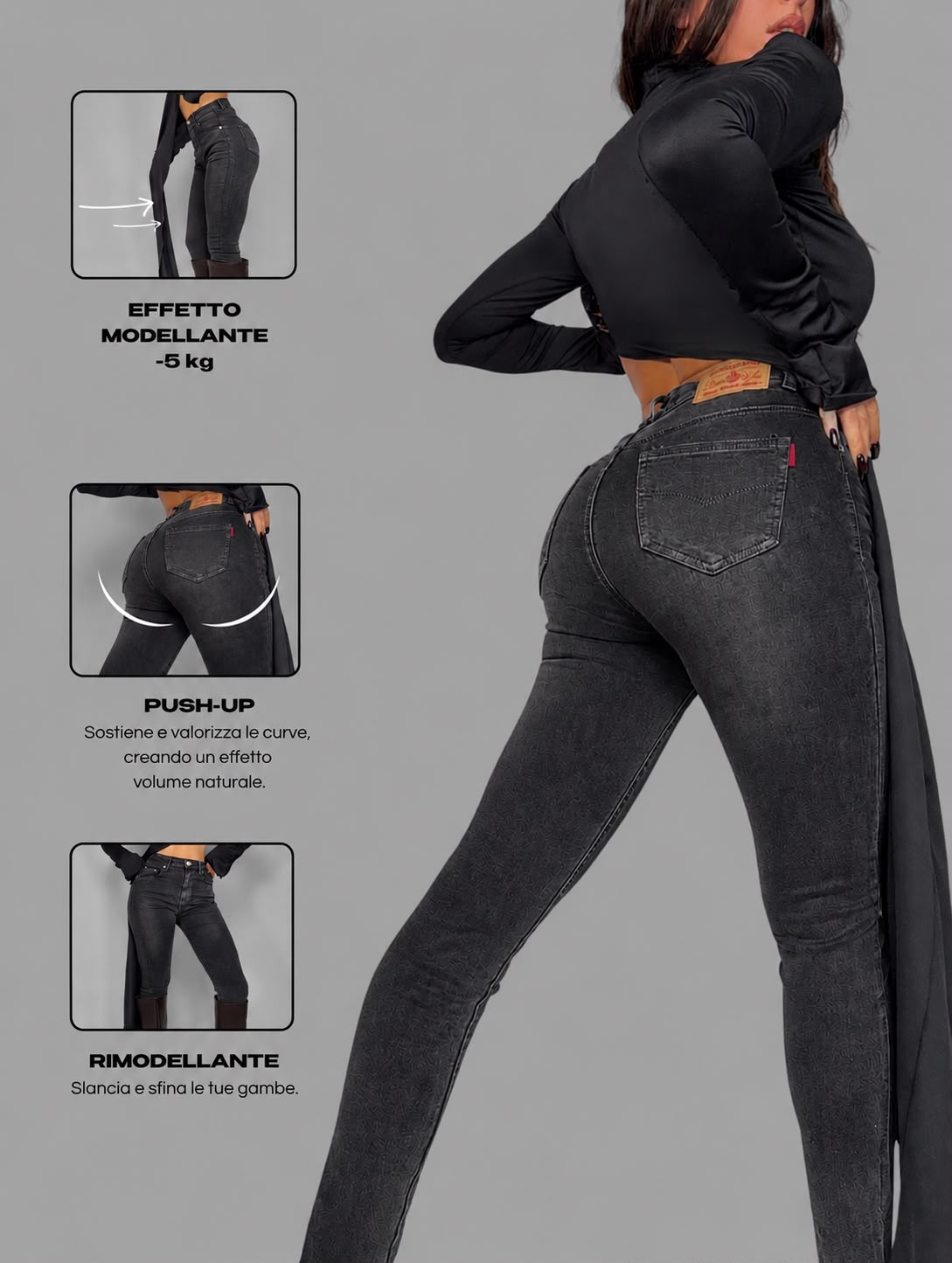 Jeans Miracle Push Up  -5KG - Dark Grey