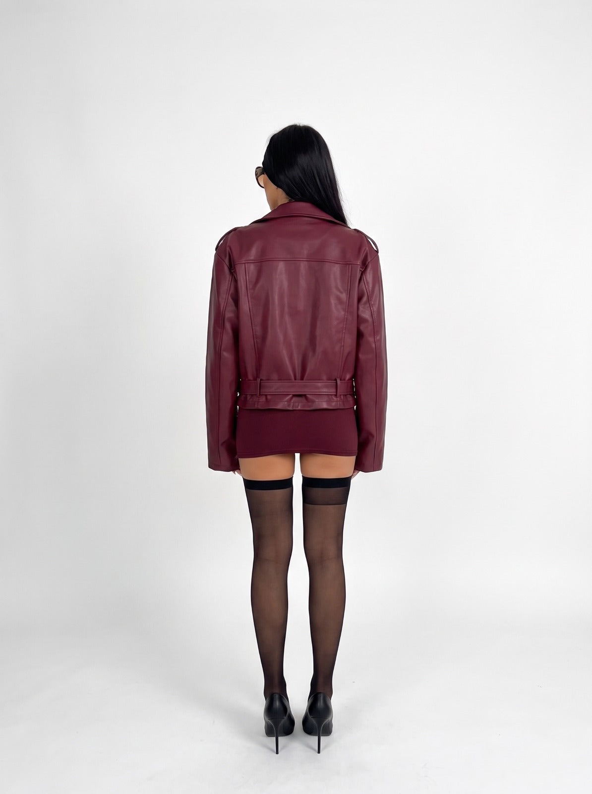 Chiodo Over Leather-Cherry Red