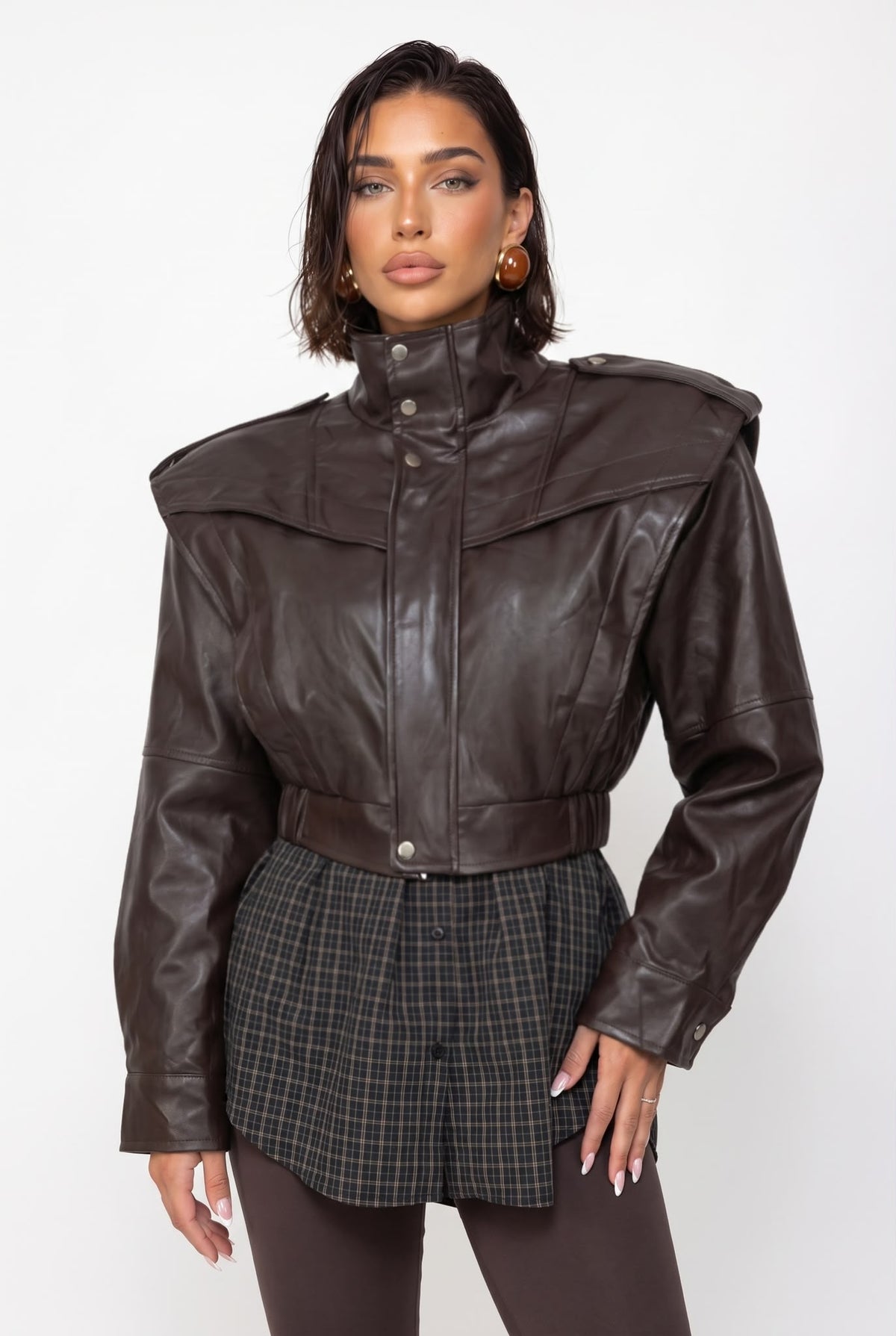 Giacca Leather Crush-Brown