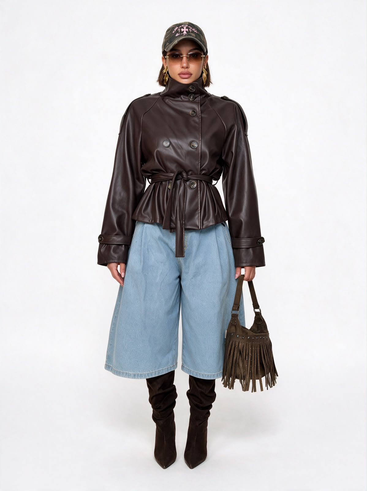 Trench Leather Lady-Brown