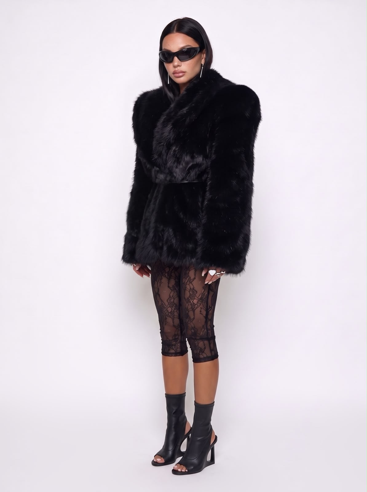 Abrigo de piel It Girl-Negro
