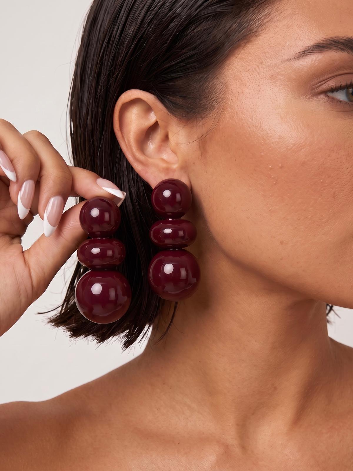 Orecchini Three Sphere-Cherry Red