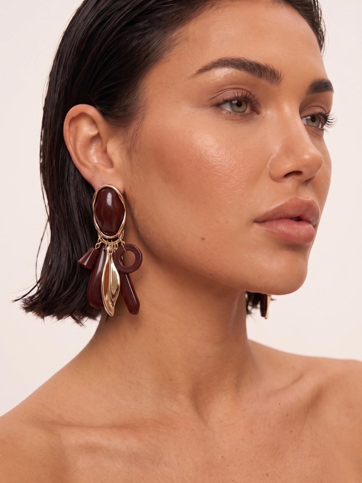 Orecchini Charm Drop-Brown