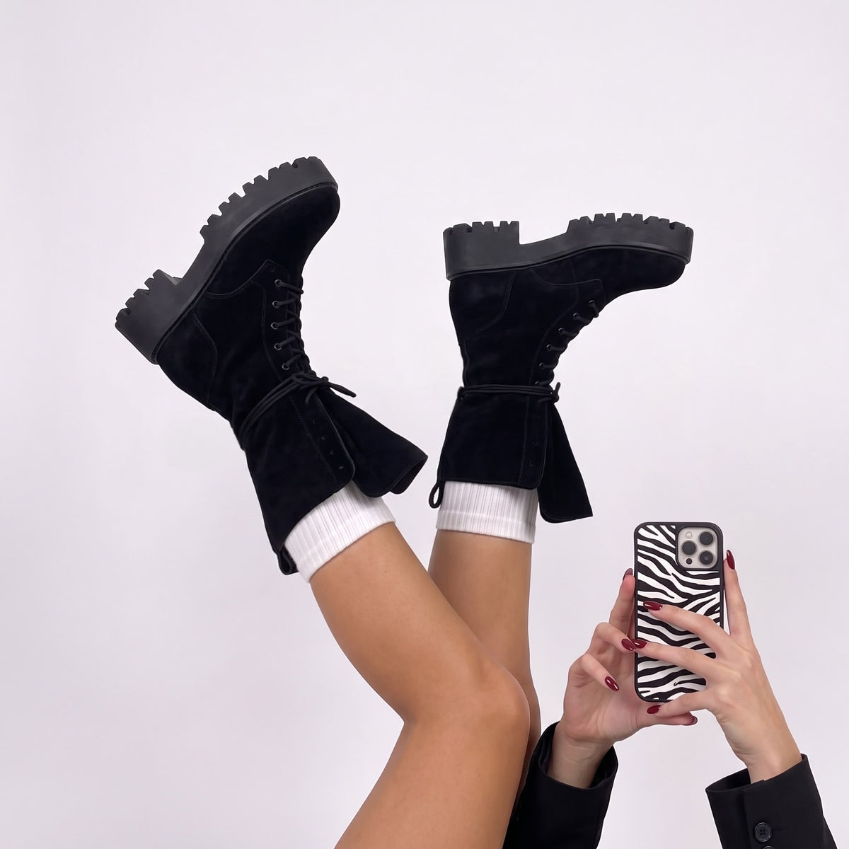 Botas militares Dusty Piel auténtica-Negro