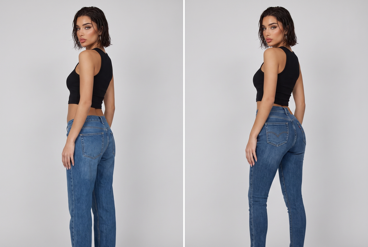 Confronto con un jeans normale e con il Miracle: immagine illustrativa